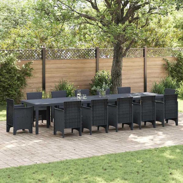 vidaXL Τραπέζι Κήπου Ανθρακί 400 x 100 x 73 εκ. συνθετικό ρατάν