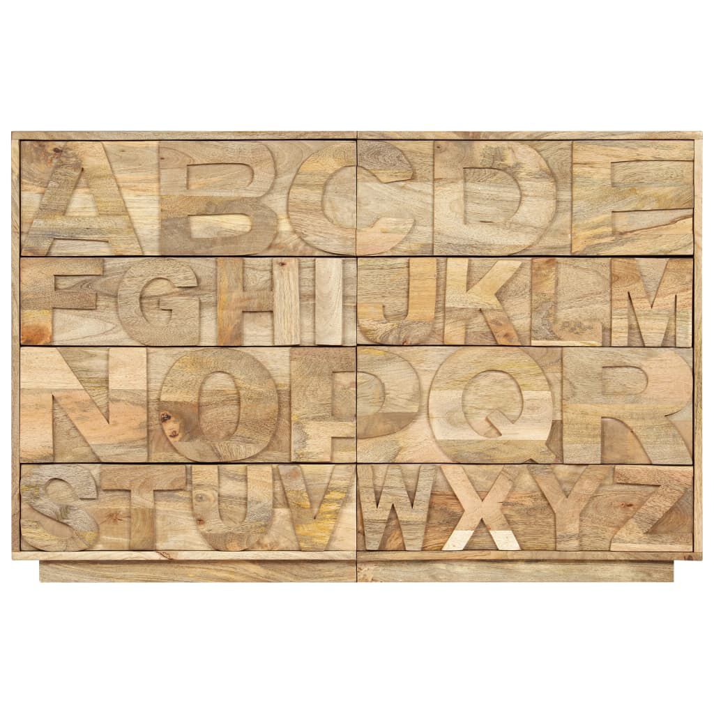 vidaXL Συρταριέρα με Σχέδιο Αλφάβητου 120x35x79 εκ. Μασίφ Ξύλο Μάνγκο