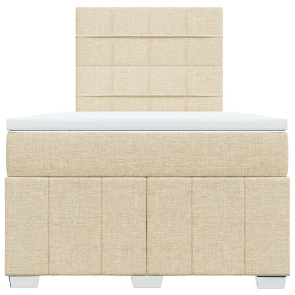 vidaXL Κρεβάτι Boxspring με Στρώμα Κρεμ 120x200 εκ. Υφασμάτινο