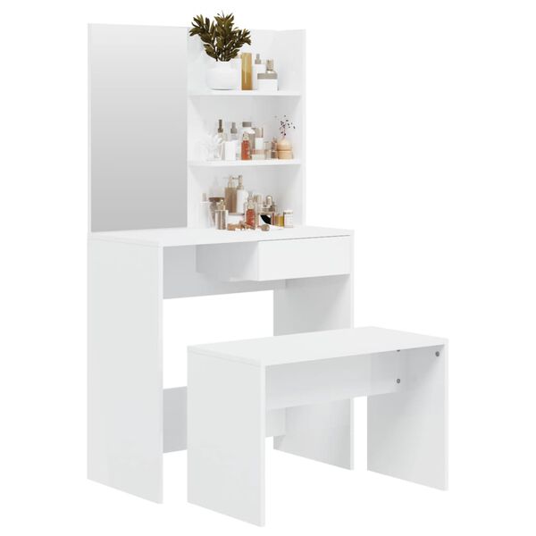 vidaXL Μπουντουάρ Σετ Γυαλιστερό Λευκό 74,5x40x141 εκ.