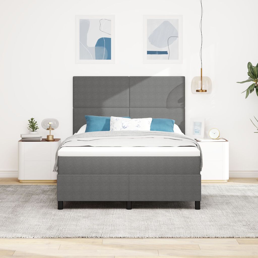 vidaXL Κρεβάτι με Στήριξη & LED Φως Γκρι 160x200 εκ Βελούδο