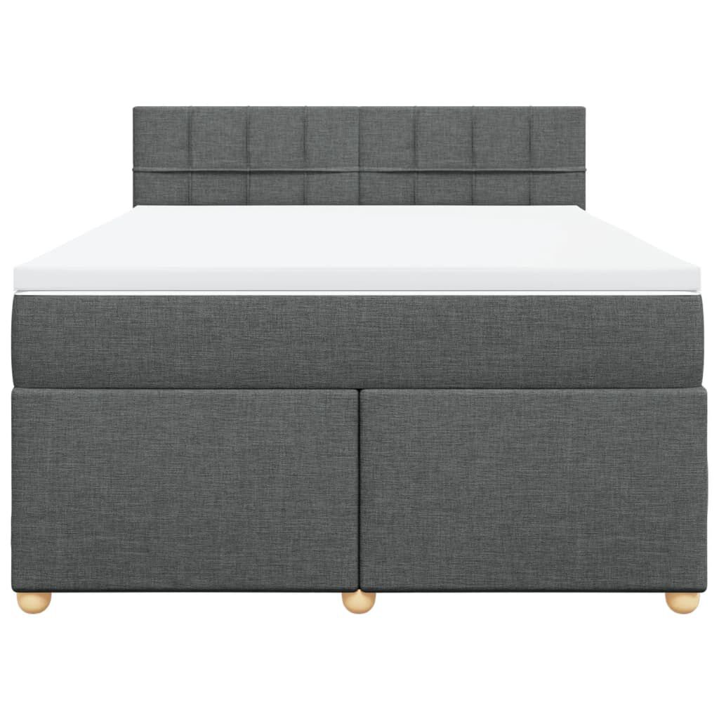 vidaXL Κρεβάτι Boxspring με Στρώμα Σκούρο Γκρι 140x200 εκ Υφασμάτινο