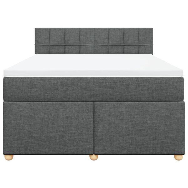 vidaXL Κρεβάτι Boxspring με Στρώμα Σκούρο Γκρι 140x200 εκ Υφασμάτινο