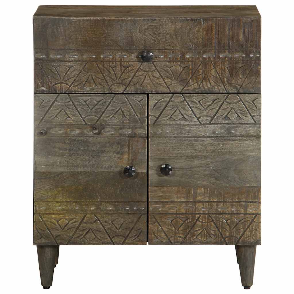 vidaXL κομοδίνο ντουλάπι ανοιχτό γκρι 50x33x60 cm μασίφ ξύλο Mango