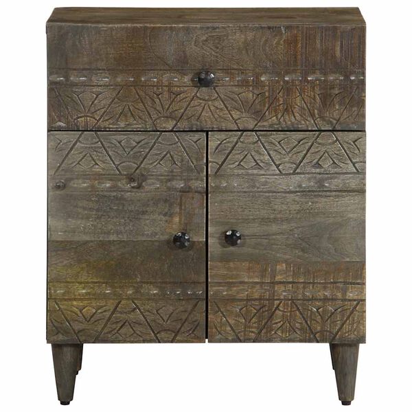 vidaXL κομοδίνο ντουλάπι ανοιχτό γκρι 50x33x60 cm μασίφ ξύλο Mango