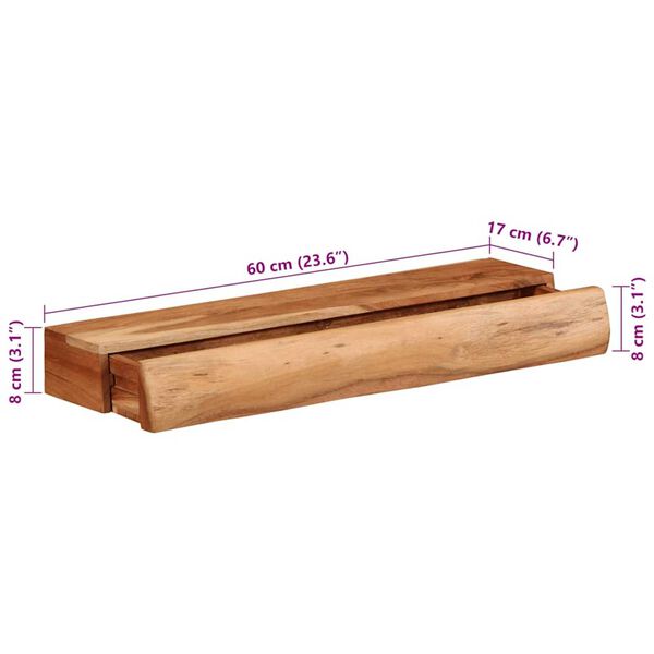vidaXL Ράφια Τοίχου 2 τεμ. 60x17x8 εκ. από Μασίφ Ξύλο Ακακίας