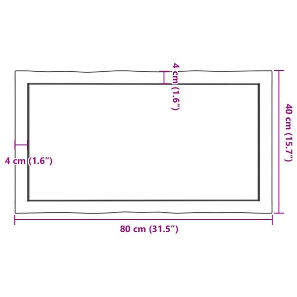 vidaXL Επιφ Τραπεζιού Αν Καφέ 80x40x(2-4)εκ. Ακατέργ. Μασίφ Ξύλο Δρυός
