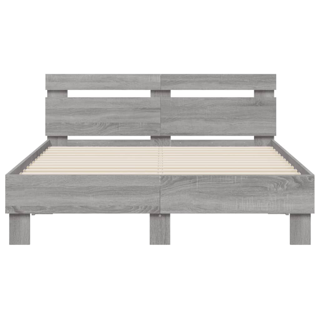 vidaXL Πλαίσιο Κρεβατιού με Κεφαλάρι/LED Γκρι Sonoma 120x190 εκ.