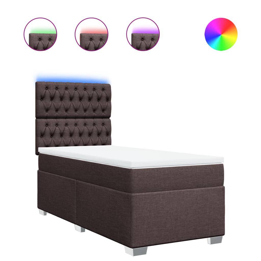vidaXL Κρεβάτι Boxspring με Στρώμα Σκούρο Καφέ 100x200 εκ. Υφασμάτινο