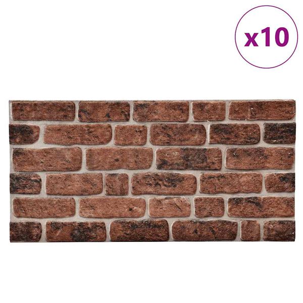 vidaXL Πάνελ Τοίχου 3D 10 τεμ. Σχέδιο Τούβλα Σκούρο Καφέ EPS