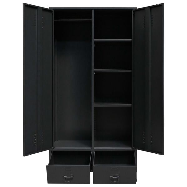 vidaXL Ντουλάπα με Βιομηχανικό Στιλ Μαύρη 90 x 40 x 180 εκ. Μεταλλική
