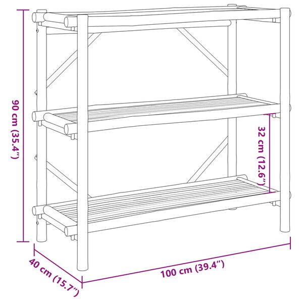 vidaXL Ραφιέρα 3 Επιπέδων 100x40x90 εκ. από Μπαμπού