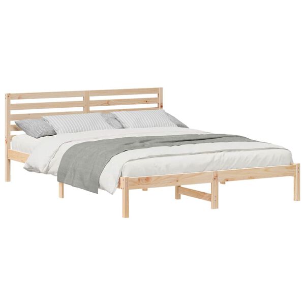 vidaXL Σκελετός Κρεβατιού Καφέ 160 x 220 cm Μασίφ ξύλο πεύκου
