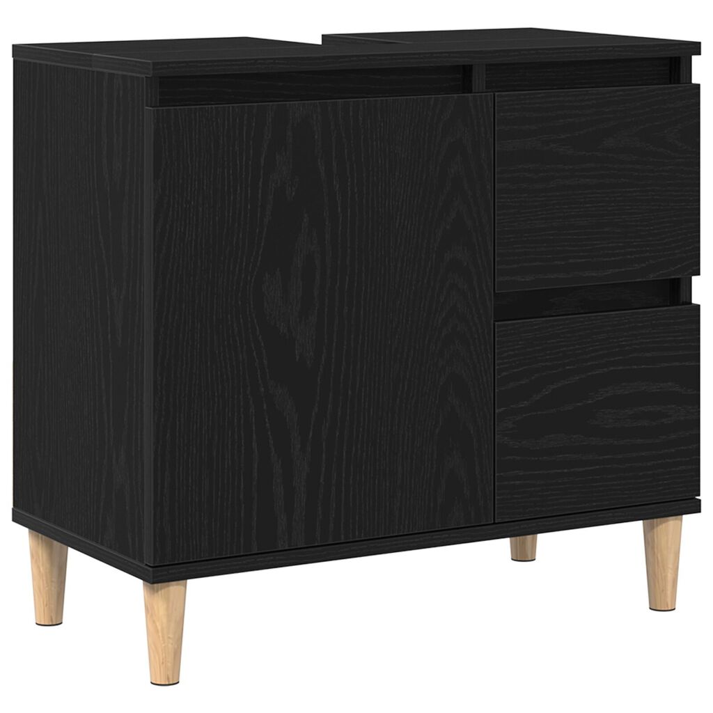vidaXL Ντουλάπι νεροχύτη Μαύρη Δρυς 65x33x60 εκ Επεξεργασμένο ξύλο
