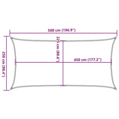 vidaXL Πανί Σκίασης Ανθρακί 2,5 x 5 μ. από HDPE 160 γρ./μ²