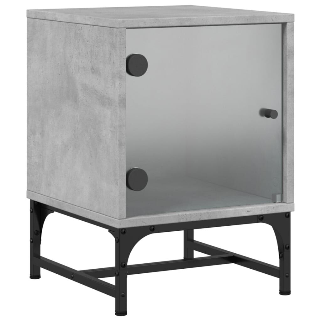 vidaXL Κομοδίνα 2 τεμ. Γκρι Σκυρ. 35x37x50 εκ. με Γυάλινες Πόρτες