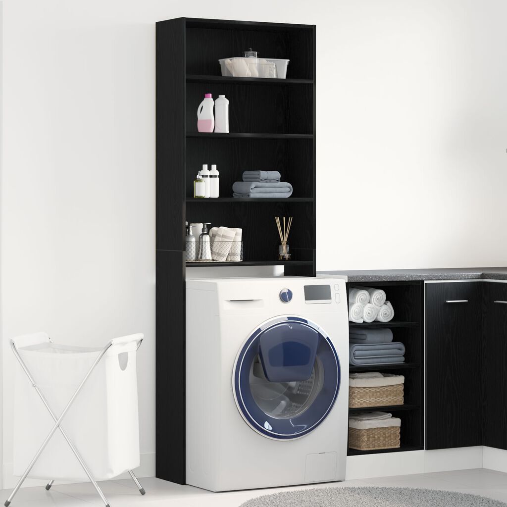 vidaXL Ντουλάπα Πλυντηρίου Μαύρη Βελανιδιά 64x24x190 εκ Επεξεργασμένο Ξύλο