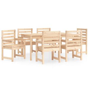 vidaXL Σετ Τραπεζαρίας Κήπου 7 Τεμαχίων από Μασίφ Ξύλο Πεύκου