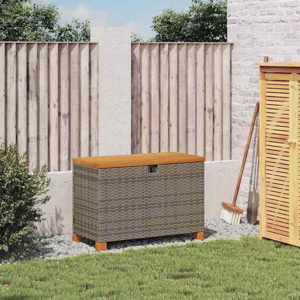 vidaXL Κουτί Αποθ. Κήπου Γκρι 80x40x48 εκ. Συνθ. Ρατάν/Μασίφ Ακακία