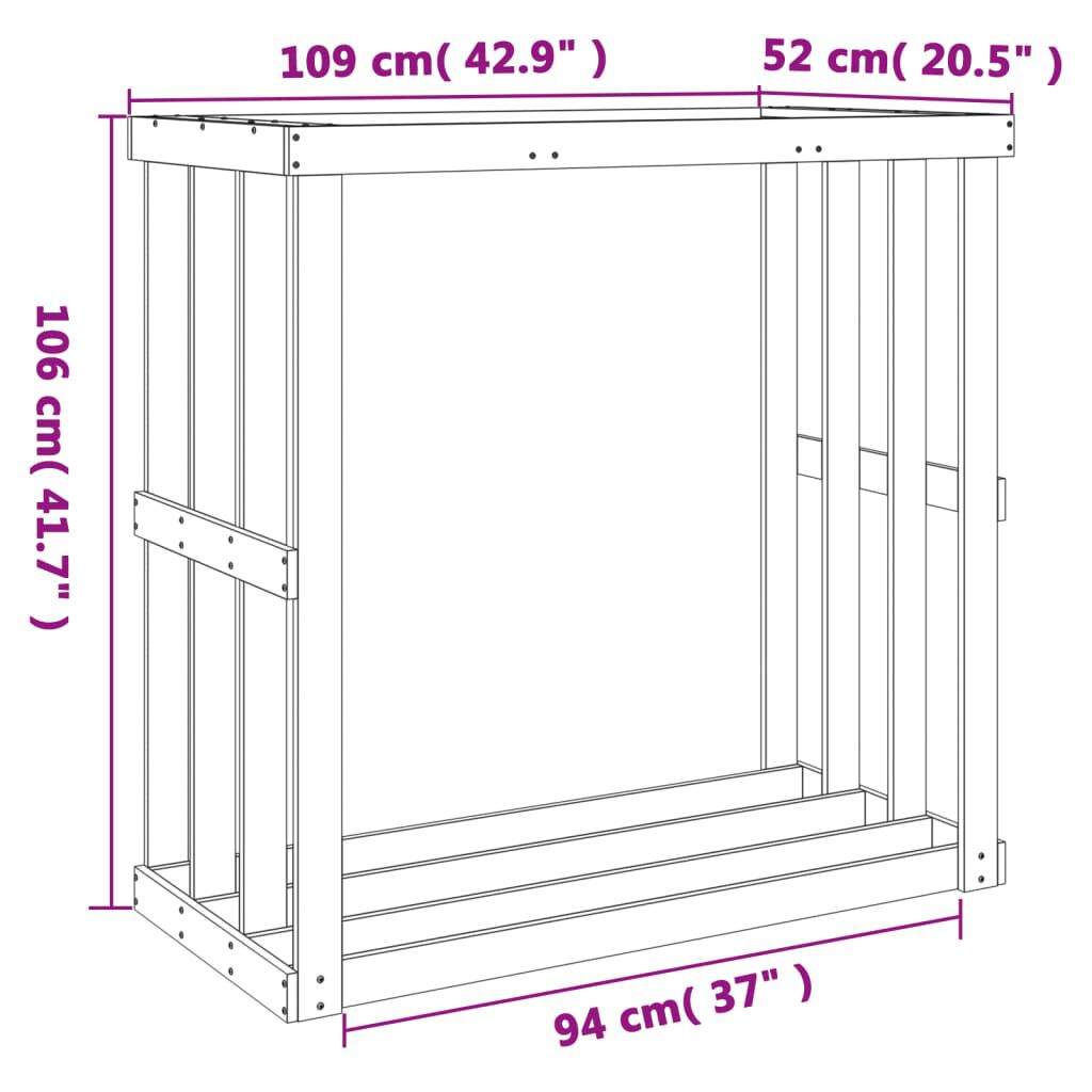vidaXL Ξυλοθήκη Εξ. Χώρου Καφέ Κεριού 109x52x106 εκ. Μασίφ Ξύλο Πεύκου