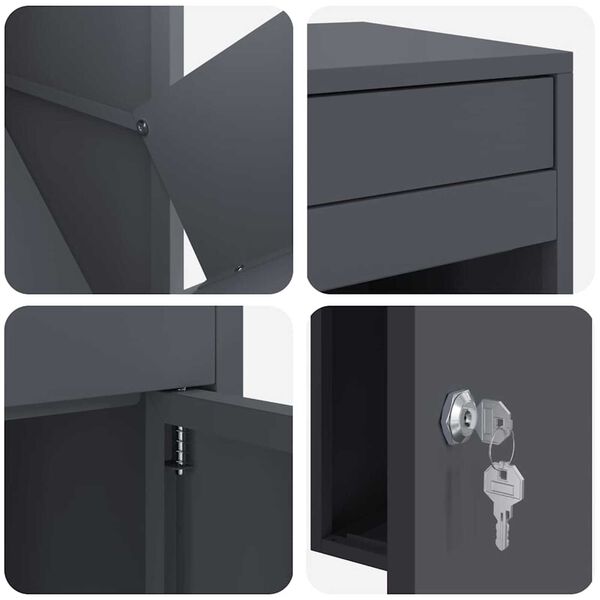 vidaXL Θυρίδα Πακέτων Ανθρακί 41 x 38 x 103 εκ Ατσάλι