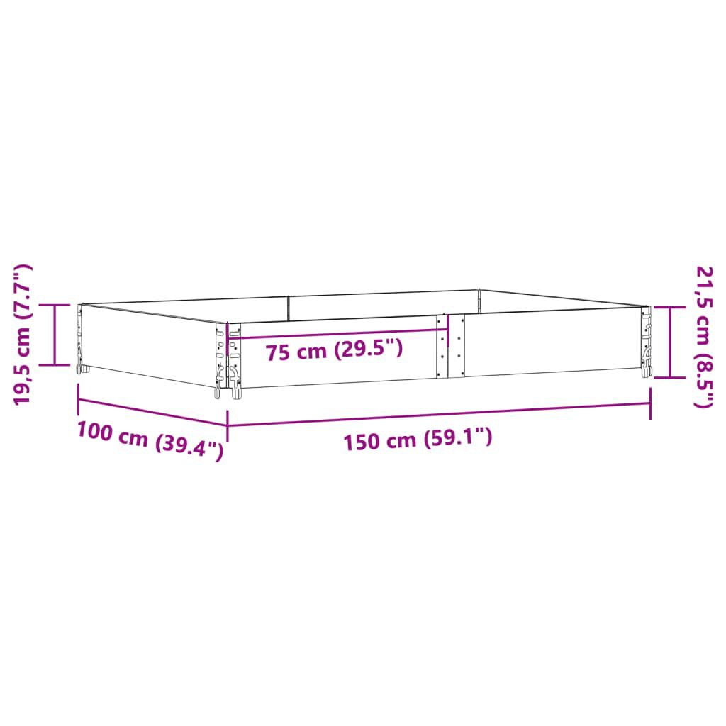 vidaXL Κολάρα Παλέτας Γκρι 150x100 εκ. από Μασίφ Ξύλο Πεύκου
