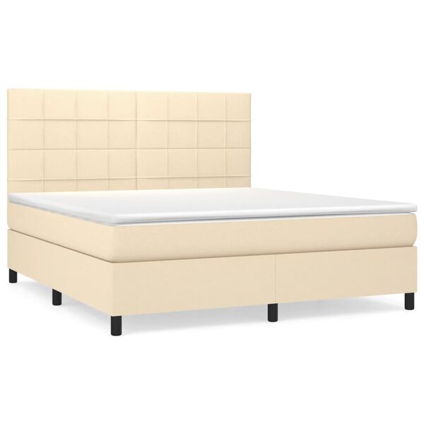 vidaXL &Kappa;&rho;&epsilon;&beta;ά&tau;&iota; Boxspring &mu;&epsilon; &Sigma;&tau;&rho;ώ&mu;&alpha; &Kappa;&rho;&epsilon;&mu; 180x200 &epsilon;&kappa;. &Upsilon;&phi;&alpha;&sigma;&mu;ά&tau;&iota;&nu;&omicron;