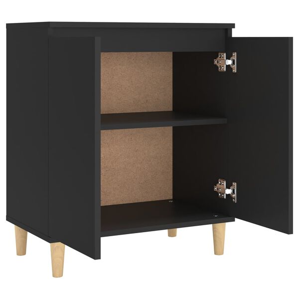 vidaXL Μπουφές Μαύρος 60 x 35 x 70 εκ. από Επεξ. Ξύλο με Ξύλινα Πόδια