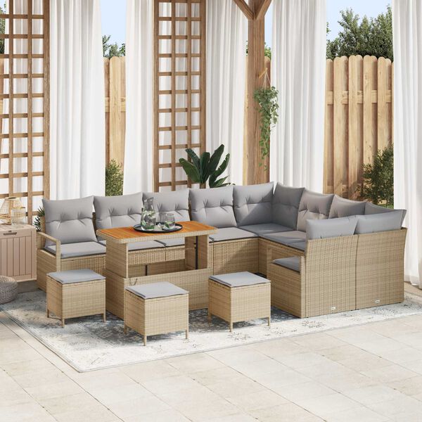 vidaXL Σετ Καναπέ Κήπου 13 pcs Μπεζ, Ανοιχτό Γκρι 110 x 55 x 71 εκ