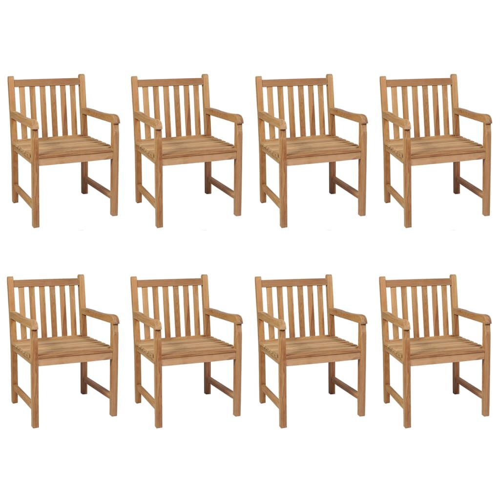 vidaXL Καρέκλες Κήπου 8 Τεμαχίων Μασίφ Ξύλο Teak με Taupe Μαξιλάρια