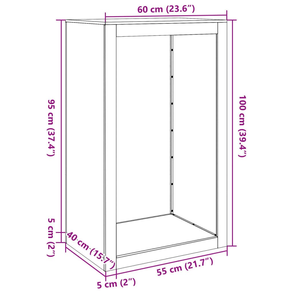 Ράφι για καυσόξυλα vidaXL 60x40x100 cm Ατσάλι σκληρυθέν στον αέρα
