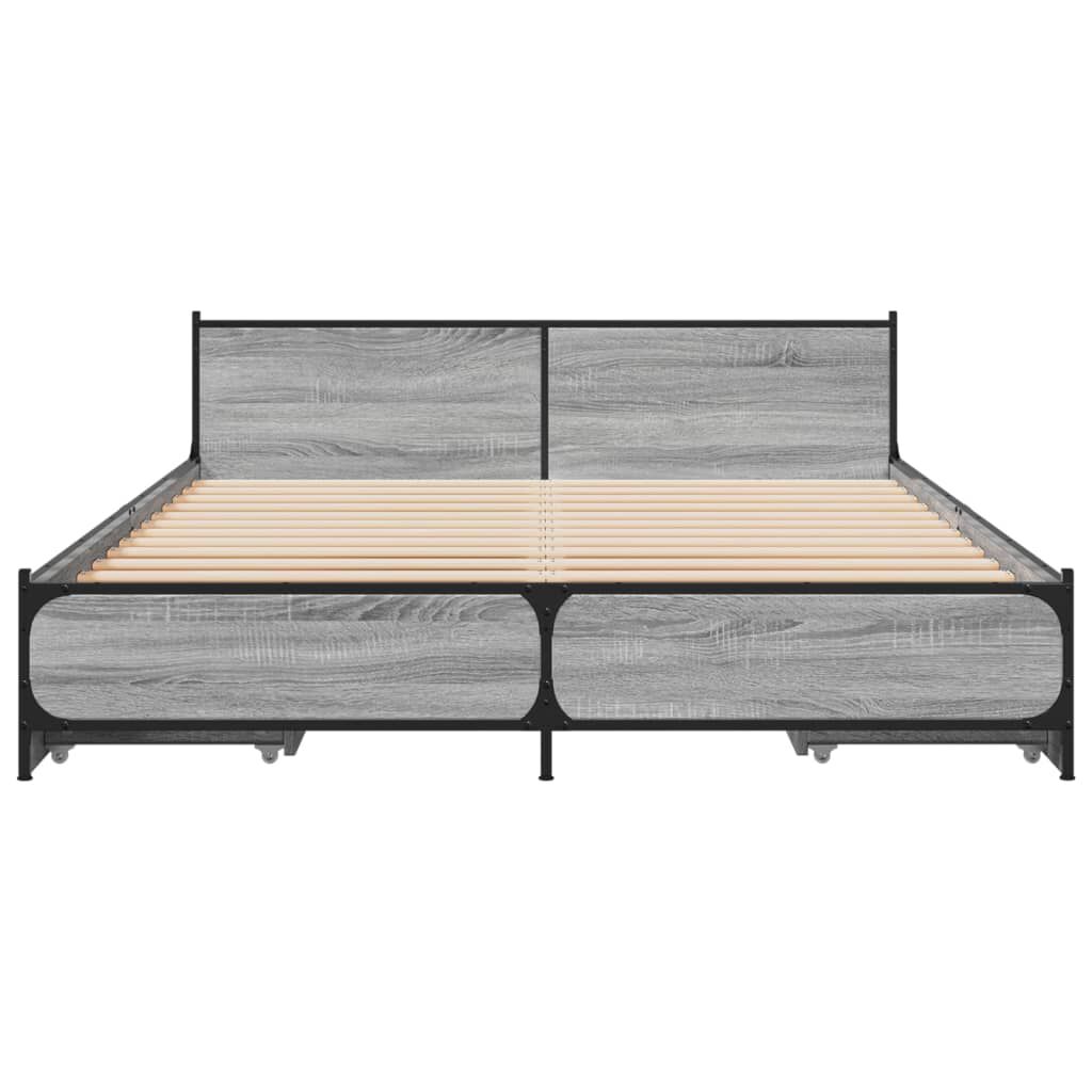 vidaXL Πλαίσιο Κρεβατιού με συρτάρια Γκρι sonoma 140x200εκ. Επεξ. Ξύλο