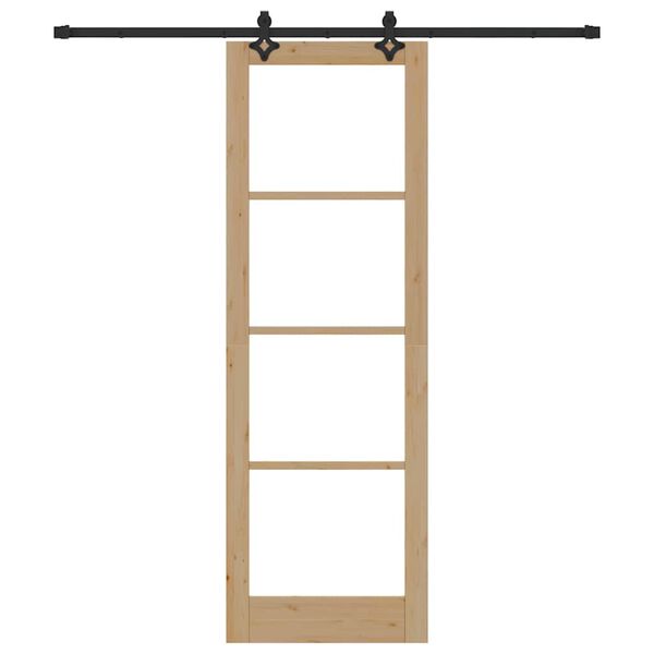 vidaXL Συρόμενη Πόρτα Φυσικό 78 x 232 cm Μασίφ ξύλο πεύκου και γυαλί