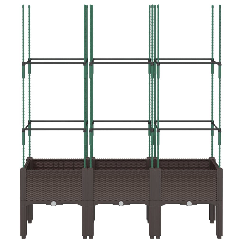 vidaXL Ζαρντινιέρα Κήπου με Καφασωτό Καφέ 120 x 40 x 142,5 εκ. από PP