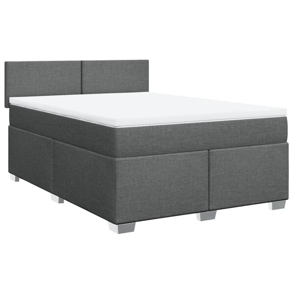 vidaXL Κρεβάτι Boxspring με Στρώμα Σκούρο Γκρι 140x190 εκ. Υφασμάτινο
