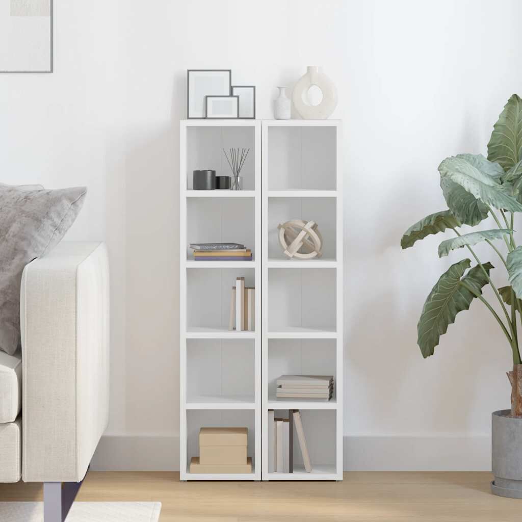 vidaXL Έπιπλα για CD 2 τεμ. Λευκά 21x16x93,5 εκ. από Μοριοσανίδα