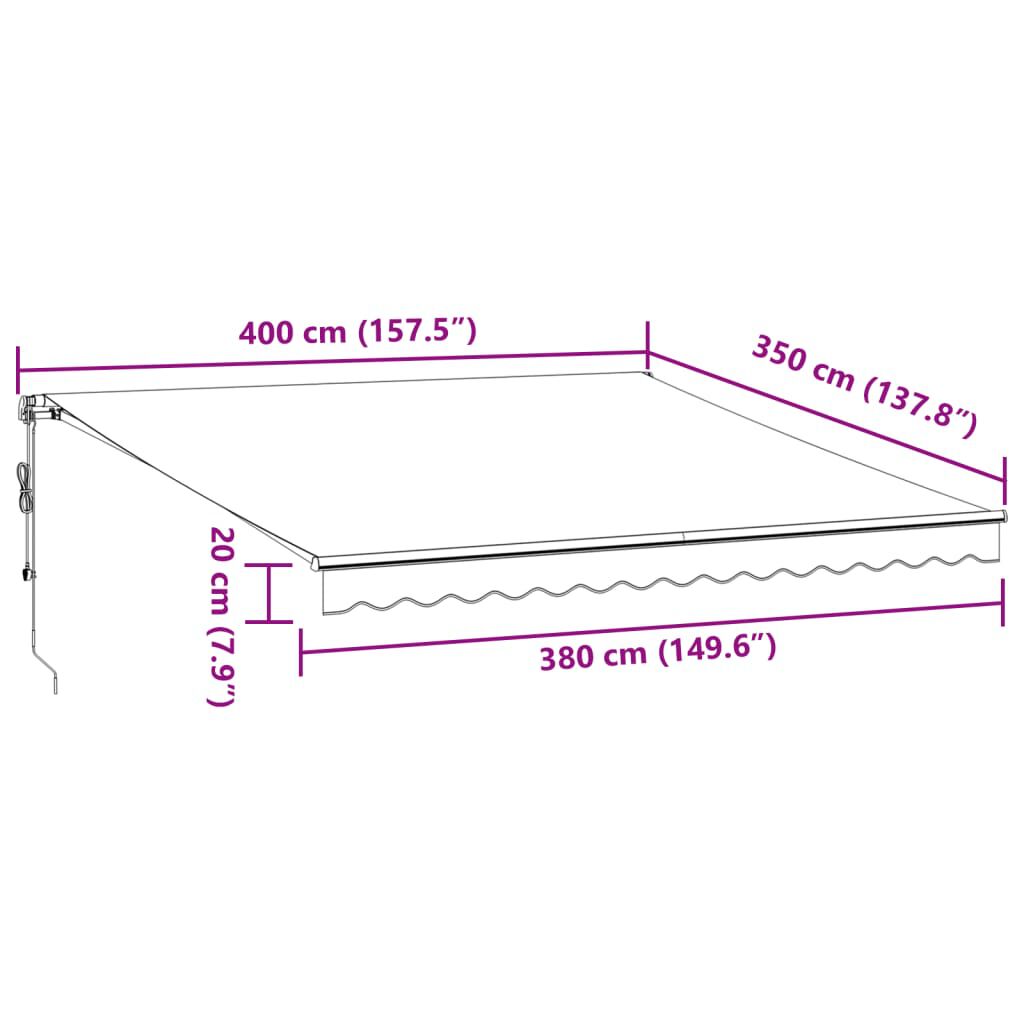 vidaXL Τέντα Πτυσσόμενη Αυτόματη Μπορντό 400x350 εκ.