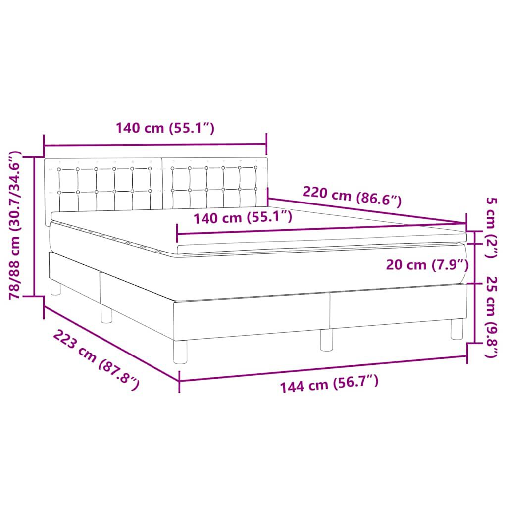 vidaXL Box Spring Κρεβάτι με στρώμα Σκούρο πράσινο 140x220cm Βελούδινο