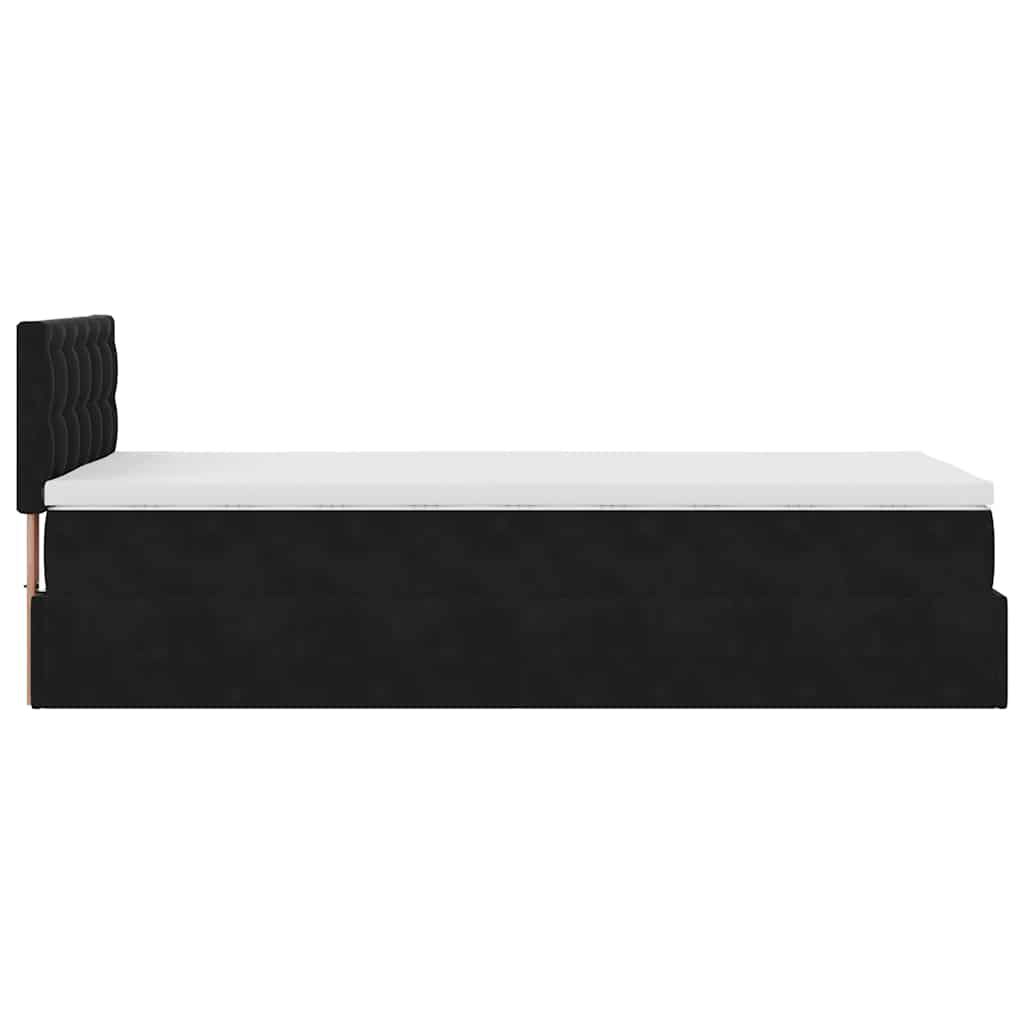 vidaXL Οθωμανικό κρεβάτι με στρώμα Μαύρο 90x200cm Velvet