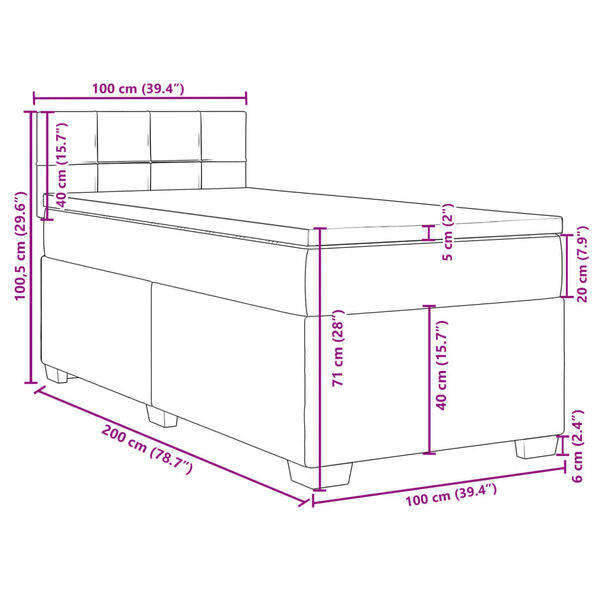 vidaXL Κρεβάτι Boxspring με Στρώμα Σκούρο Πράσινο 100x200εκ. Βελούδινο