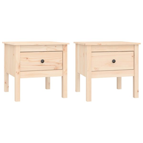 vidaXL Βοηθητικά Τραπέζια 2 τεμ. 50x50x49 εκ. Μασίφ Ξύλο Πεύκου