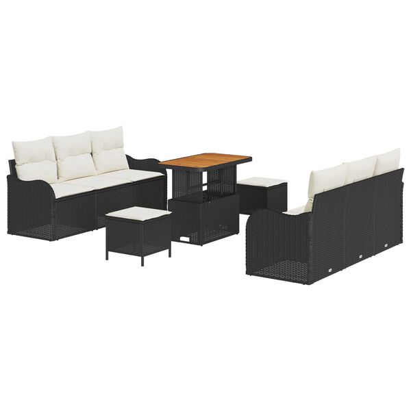 vidaXL Σετ Καναπέ Κήπου 9 pcs Μαύρο και Κρέμα 90 x 55 x 71 cm