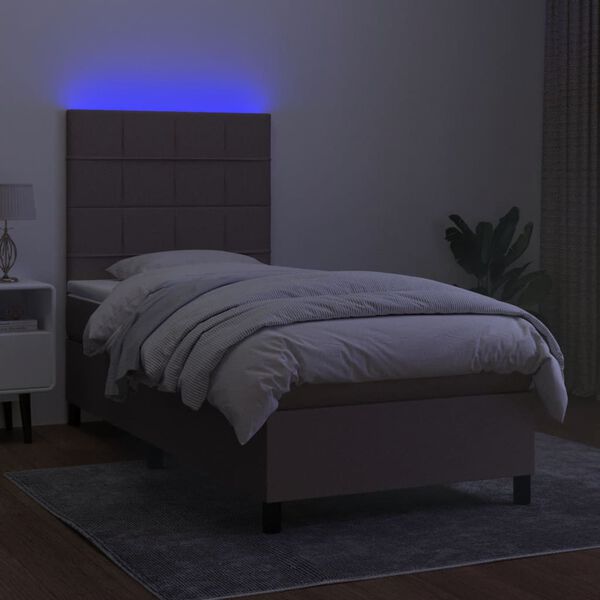 vidaXL &Kappa;&rho;&epsilon;&beta;ά&tau;&iota; Boxspring &mu;&epsilon; &Sigma;&tau;&rho;ώ&mu;&alpha; & LED Taupe 80x200 &epsilon;&kappa;. &Upsilon;&phi;&alpha;&sigma;&mu;ά&tau;&iota;&nu;&omicron;