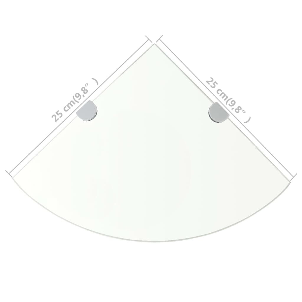 vidaXL Ράφι Γωνιακό Διάφανο 25 x 25 εκ. Γυάλινο με Στηρίγματα Χρωμίου