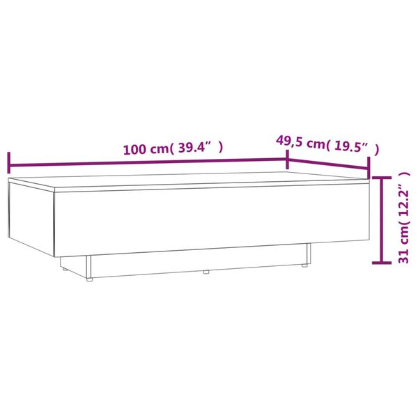 vidaXL Τραπεζάκι Σαλονιού Λευκό 100x49,5x31 εκ. από Επεξεργασμένο Ξύλο