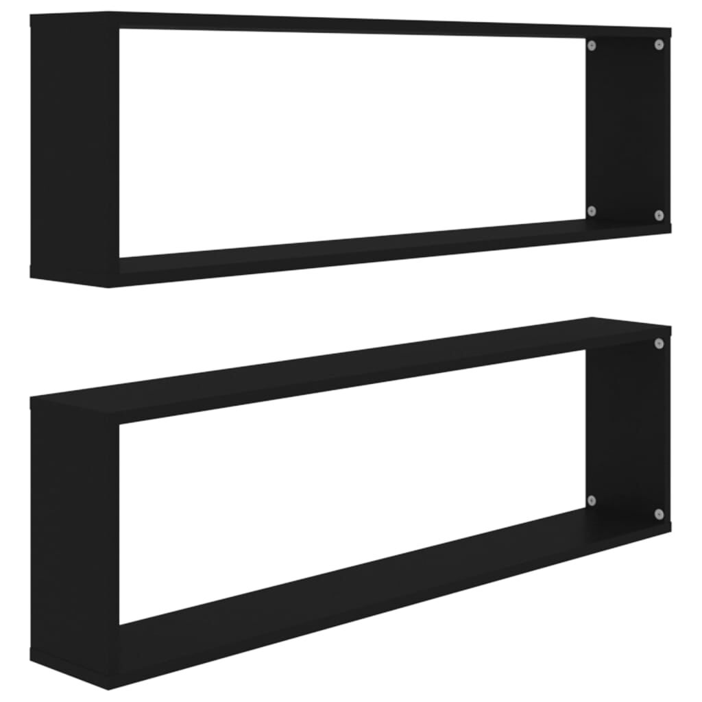 vidaXL Ράφια Κύβοι Τοίχου 2 τεμ. Μαύρα 100 x 15 x 30 εκ. Επεξ. Ξύλο