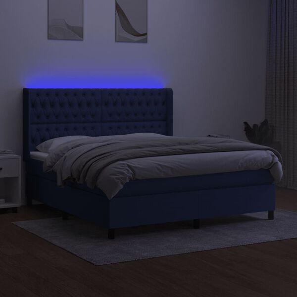 vidaXL &Kappa;&rho;&epsilon;&beta;ά&tau;&iota; Boxspring &mu;&epsilon; &Sigma;&tau;&rho;ώ&mu;&alpha; & LED &Mu;&pi;&lambda;&epsilon; 160x200 &epsilon;&kappa;. &Upsilon;&phi;&alpha;&sigma;&mu;ά&tau;&iota;&nu;&omicron;