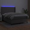 vidaXL Κρεβάτι Boxspring με Στρώμα & LED Γκρι 140x190 εκ. Συνθ. Δέρμα
