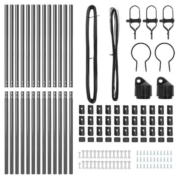 vidaXL Πό posts φράχτη 13 pcs Γκρι Ø32mm 190 εκ Γαλβανισμένος χάλυβας