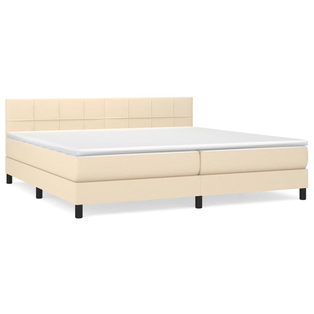 vidaXL Κρεβάτι Boxspring με Στρώμα Κρεμ 200x200 εκ. Υφασμάτινο